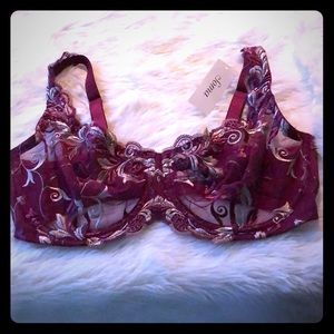 Soma unlined bra 36DD currant and gold
